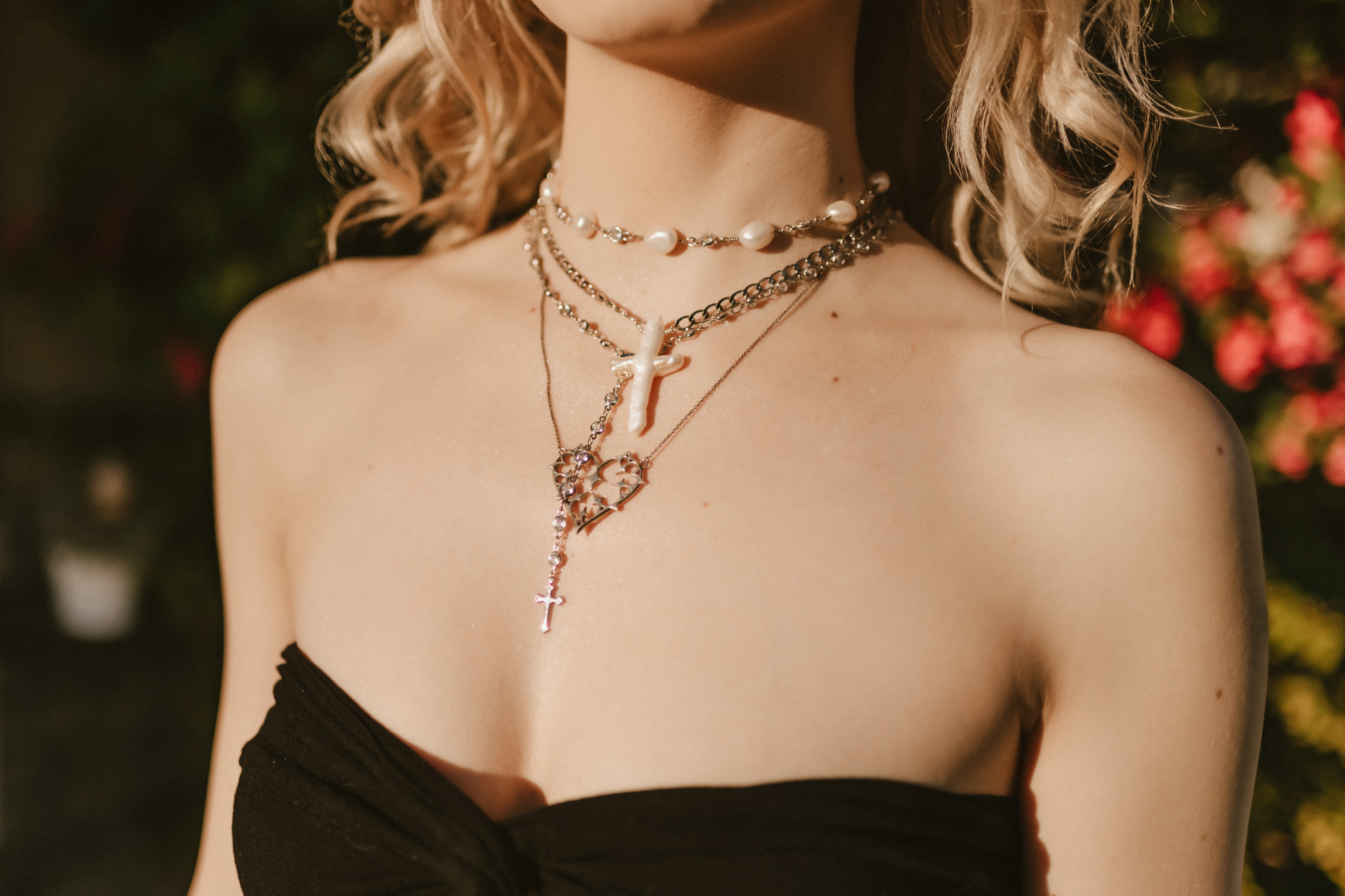 Crystal Sirena Rosary Necklace