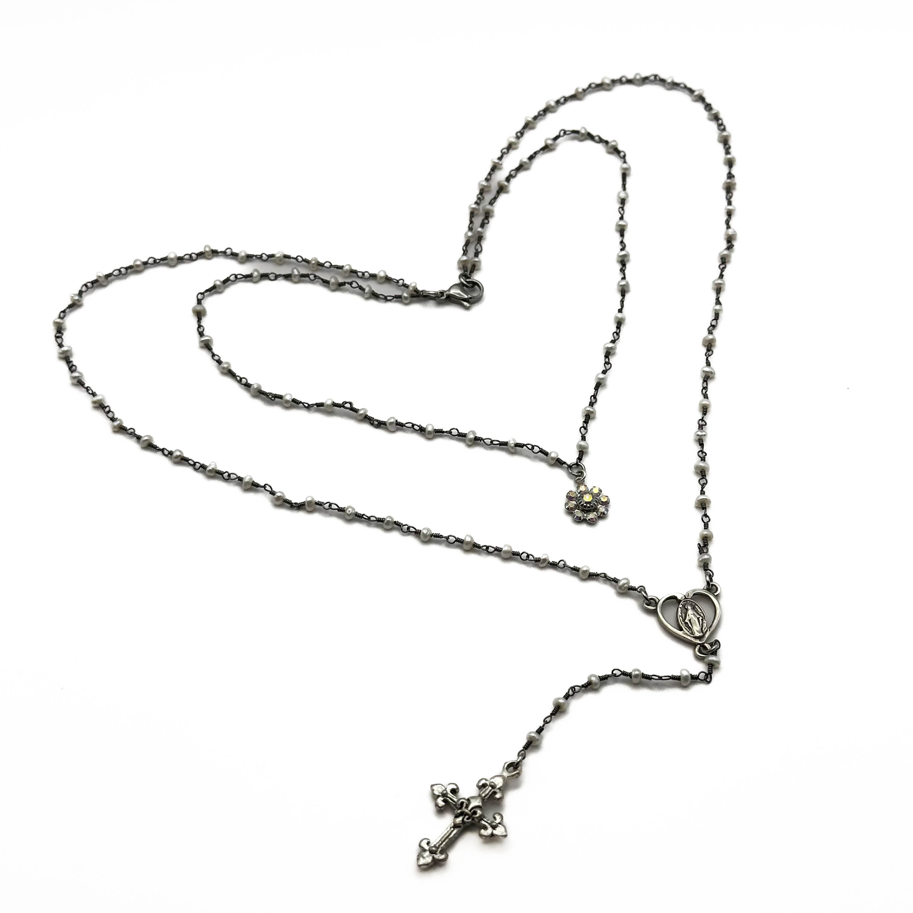 Siren Tears Pearl Rosary Necklace